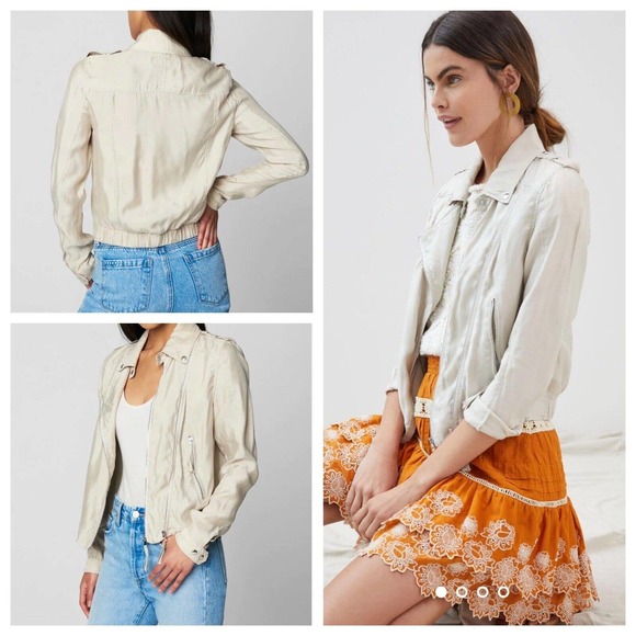 Anthropologie Jackets & Blazers - NWOT Anthropologie Blank NYC Breezy Moto Jacket Size XL White Sand Tan